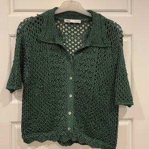 Medium/Size 8 Zara Knitted Green Cardigan
